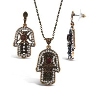 Ottoman hamsa set stainless steel jewelry set - JS475