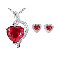 Silver Heart Jewelry Sets Pendant Earrings St. Valentine Gifts - JS534