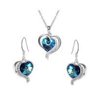 Fashion Heart Jewelry Sets Valentine Gift Necklace Earrings - JS538