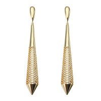 Statement Hollow Conical Drop Earrings Luxury 24K Gold Plated Fashion Ear Drop Women Jewelry