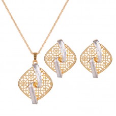 Simple Jewelry Set Hollow Circle Earrings Necklace Set - JS329