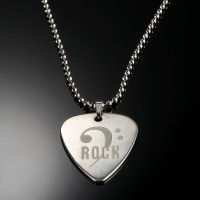 Silver Stainless Steel Guitar Picks Necklace Pick Pendant Love Heart Ball chain