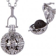 Flower 316L Stainless Steel Lava Stone Aromatherapy Pendant Locket Essential Oil Diffuser Necklace