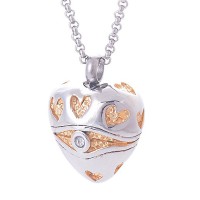 Cat Eye Hearts Memorial Cremation jewelry Stainless Steel Ashes Urn Keepsake Necklace Pendant