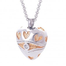 Cat Eye Hearts Memorial Cremation jewelry Stainless Steel Ashes Urn Keepsake Necklace Pendant