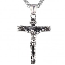  Stainless Steel Men Pendant Necklace Cross Jesus Crucifix Bible Prayer Christian Spanish/English