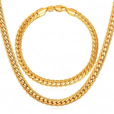 Men Hip Hop Chunky Chain Stainless Steel/Black Gum/18K Gold Plated Jewelry Necklace