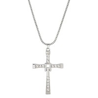 Jewelry Mens Crystal Stainless Steel Box Chain Cross Pendant Necklace Womens 24"