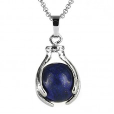 Healing Gemstone Necklace Crystal Ball Pendant Necklace with Stainless Steel Chain