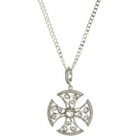 New Arrival Wheel White Zirconia Stone Stainless Steel Pendant Necklace-N1067