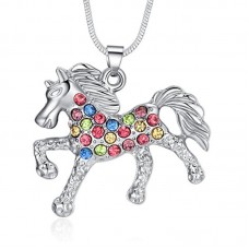  Christmas gift Multicolor Horse Pendant Pony Mustang Necklace for Little Girls Necklaces 