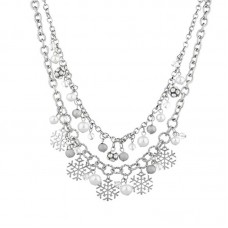 A2A Accessories Silvertone Christmas Holiday Winter Snowflake Necklace