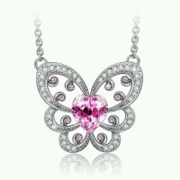 LadyColour "Butterfly Lovers" Pendant Necklace Heart