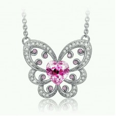 LadyColour "Butterfly Lovers" Pendant Necklace Heart