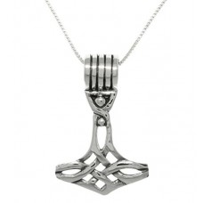 Jewelry Trends Thor's Hammer Pendant on 18 Inch Box Chain Necklace