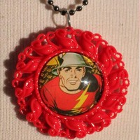 The Flash Justice League DC Comic Book Red Filigree Pendant Necklace