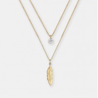 2017 New Gold-Plated Swarovski Crystal Feather Necklace