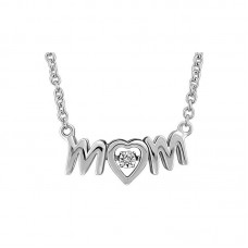 Letters MOM Pendant In Stainless Steel with CZ - N687