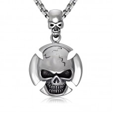 Men's Stainless Steel Skull Pendant Necklace - N695