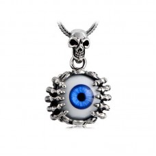 Men's Stainless Steel Skull Eye Pendant Necklace - N697