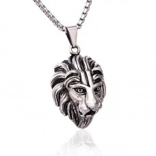 Men's Stainless Steel Lion's Head Pendant Necklace - N712