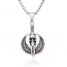 Men's Stainless Steel Skull Pendant Necklace - N718