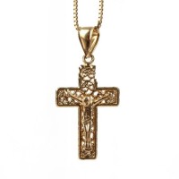 Golden Plated Stainless Steel Crucifix Pendant necklace - N986