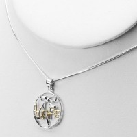 Rhodium & Gold Plated Hope Stainless Steel Pendant necklace - N987