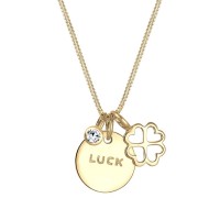 Gold-Plated Luck Cloverleaf Swarovskie Crystals Stainless Steel Necklace - N989