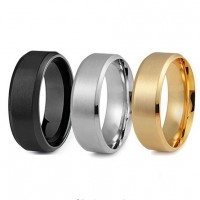  Stainless Steel Rings for Men Wedding Ring Cool Simple Band 8 MM 3 Pcs A Set