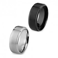 Stainless Steel 8MM Mens Ring Matte Finish Polished Wedding Engagement Band 2 Pcs Size 8-13