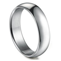 Womens Mens 5MM Stainless Steel Classic Plain Wedding Band Ring Polished Charm Size 5-10