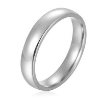 Stainless Steel Womens Mens Plain Wedding Band Ring Polished Charm 4mm Size 6-13