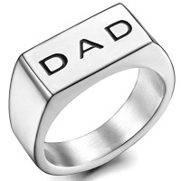 Stainless Steel Biker Rings for Men Band DAD Engraved Ring, 9-13 Available