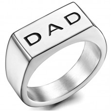 Stainless Steel Biker Rings for Men Band DAD Engraved Ring, 9-13 Available