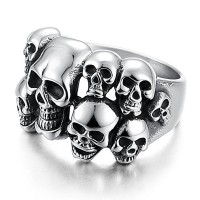 Stainless Steel Rings for Men Women Multi Skull Head Rings,Size 8-14