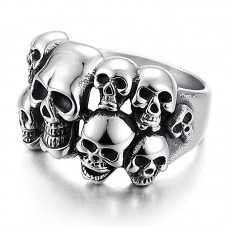 Stainless Steel Rings for Men Women Multi Skull Head Rings,Size 8-14