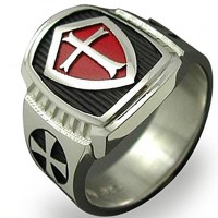  Men's Stainless Steel ring Knight Ring Templar Ring biker Crusader Cross masonic Red Size 13