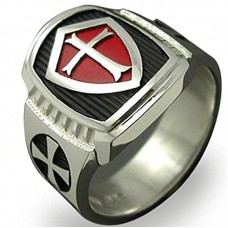  Men's Stainless Steel ring Knight Ring Templar Ring biker Crusader Cross masonic Red Size 13