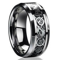 New Silver Celtic Dragon Titanium Stainless Steel Men's Wedding Band Rings EW (Size 9)