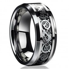 New Silver Celtic Dragon Titanium Stainless Steel Men's Wedding Band Rings EW (Size 9)