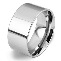 Men Women 10mm Wide Stainless Steel Ring Simple Style Silver Big Cool Band Polished Flat Top Comfort Fit