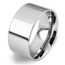 Men Women 10mm Wide Stainless Steel Ring Simple Style Silver Big Cool Band Polished Flat Top Comfort Fit