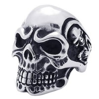 Vintage Gothic Skull Biker Stainless Steel Mens Ring