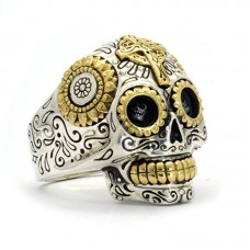 stainless steel Biker Sugar Skull Ring for Men 