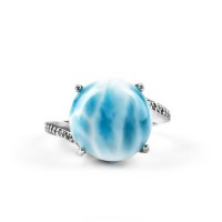 Elegant Larimar Gemstone Stainless Steel Ring - R1100