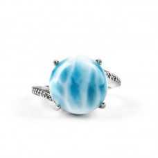 Elegant Larimar Gemstone Stainless Steel Ring - R1100