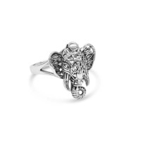 Elephant Filigree Stainless Steel Ring - R1104