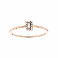 Rose gold color baguette crystal framed ring - R1133