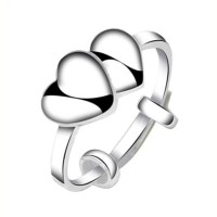 Hot Sale oxidization resistant heart duo stainless steel ring